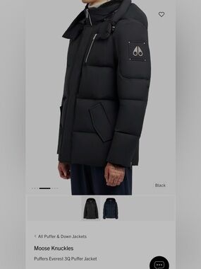 Moose Knuckles Men's Black Quilted Puffer Coat